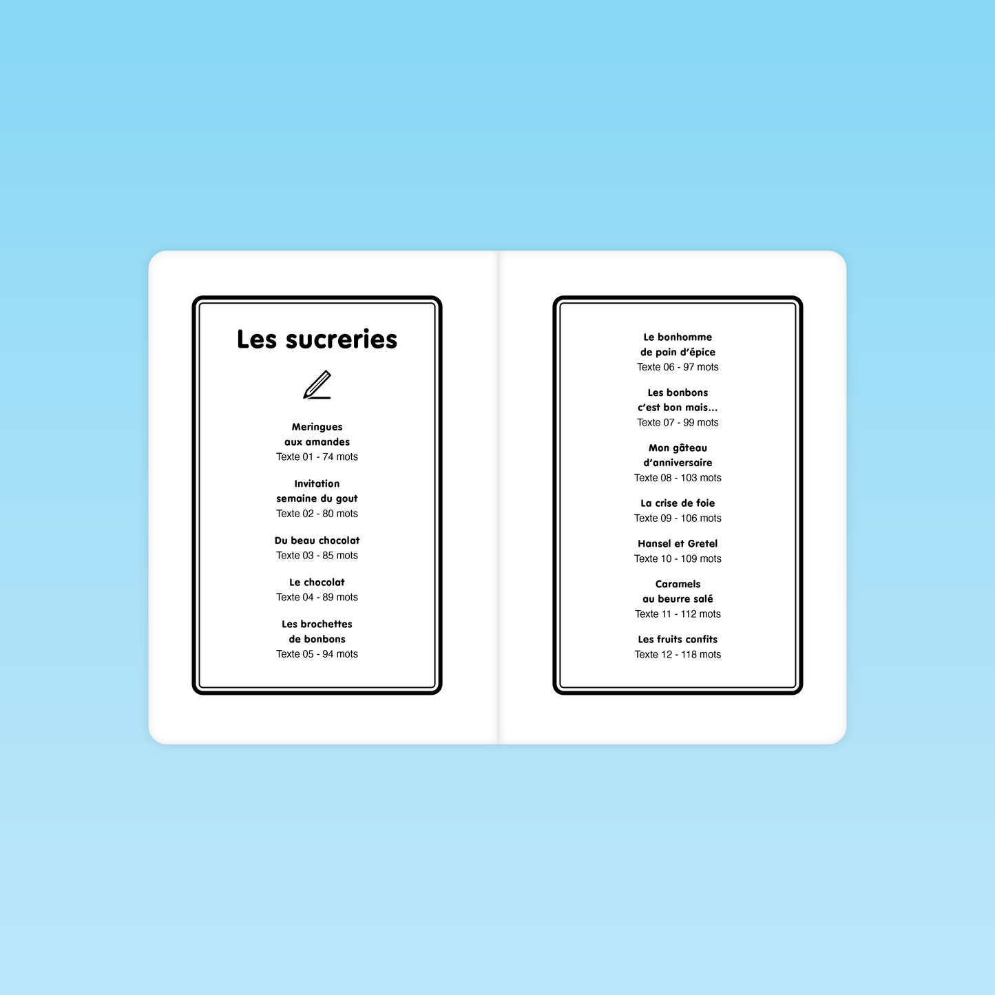 12 textes Les sucreries Fluence de lecture CP